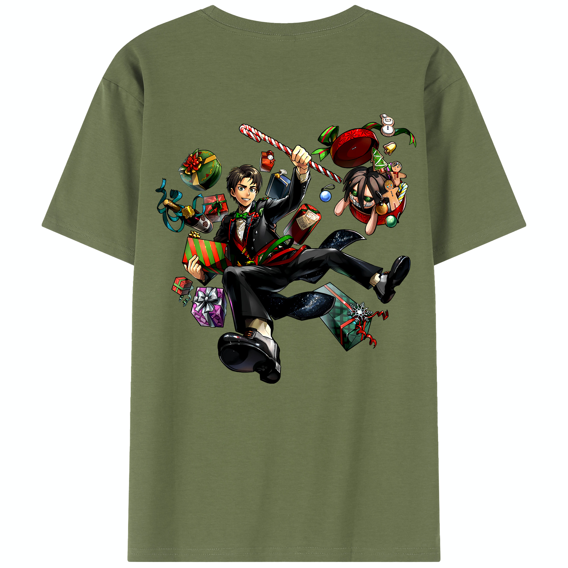（画像用） 進撃の巨人 エレン･イェーガー Attack on Titan Eren Jäger 綿100％半袖Tシャツ（背面プリント）
